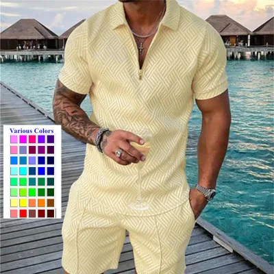 Wholesale Summer Men's Casual Short Sleeve Shirts Plus Size Custom logo Tracksuit 2 Piece Men's T Shirts and Shorts Set for Men
