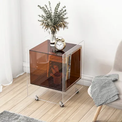 Acrylic Side Table With Wheels