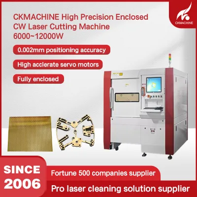 Water Cooled CKMACHINE Automatic Fume Extractor High Precision Enclosed CW Fiber Laser Cutting Machine 6000W Sheet Metal Stone