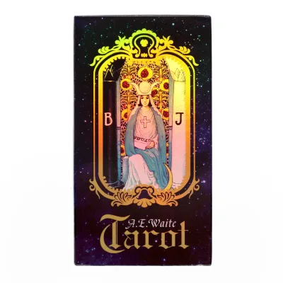 Holographic Flash Card Queen and King English Tarot Cards Wholesale Game Cards with Paper Guidebook