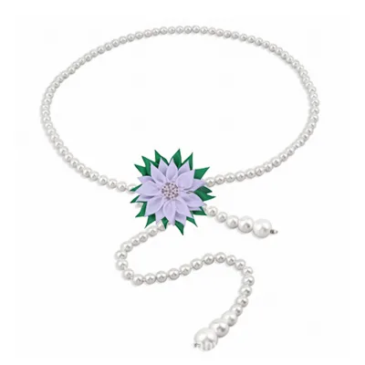 Statement Green and White Ribbon Flower Making Body Pearl Chain the Links Incorporated and Iota Phi Lambda Inspired Waist Chain