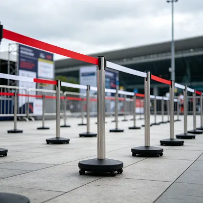 Portable Movable Crowd Control Stanchion Retractable Belt Queue Barrier for Exhibition Concert Temporary Crowd Isolation