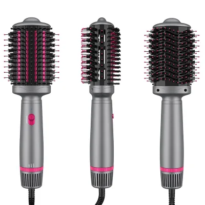 Professional 3 in 1 Electric Hair Dryer Styler with Volumizing Brush PTC Heater LED Temperature Display Hot Air Brush in Stock