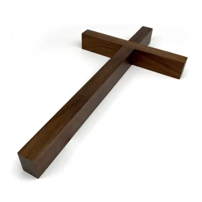 Wholesale Handmade Cross Church Home Decor Wall Mounted Walnut Wooden Cross for Crafts