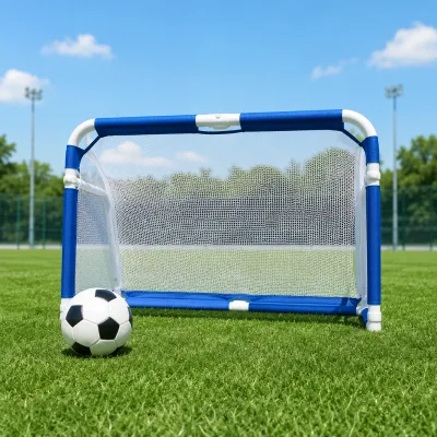 Aiju High Quality Foldable Aluminum Soccer Goals 4x2.5 FT/5x3 FT Blue Easy Assembly Portable for Kids Indoor Outdoor Training
