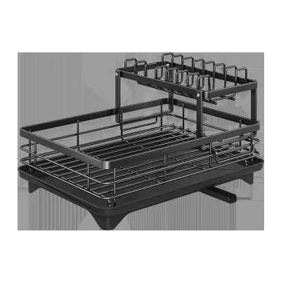 2-Tier Metal Kitchen Storage Rack Counter Top Sink Organization Sink Dish Drying Rack Double Tiered Tool Cabinet Organizer