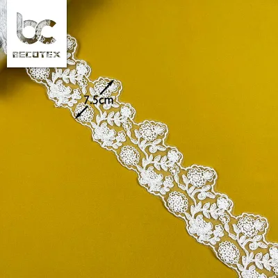 Hot Sale High Quality Polyester Lace Soluble Embroidered Tulle Lace Trimming