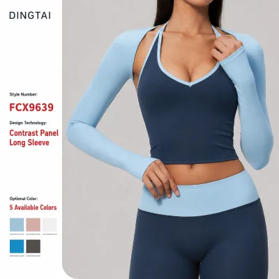 Dingtai Women Long Sleeve Activewear Shrug Open Back Crop Cover up Cardigan Brushed Quick Dry 78% Nylon 22% Spandex