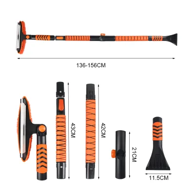 Foldable Detachable Snow Brush with Ice Scraper & Expandable Cart Portable Winter Cleaning Tool for Car & Home