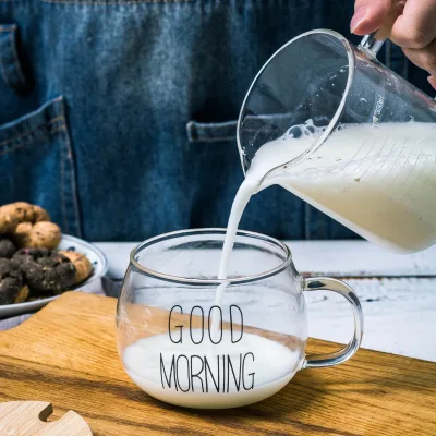 Good Morning Coffee Glass Mug Gift Breakfast Glasses Cups
