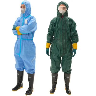 Full Protection Oil Resistant Chemical Coverall Microporous PPE Disposable Coverall With Tape Hazmat Ppe Disposable Overall