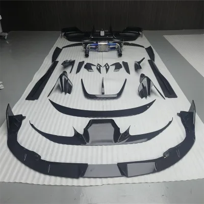 MSY Style Forged Carbon Fiber Front Side Lip Splitter Engine Air Vent Rear Ducktail Diffuser Body Kits for Ferrari F8 Bodykit