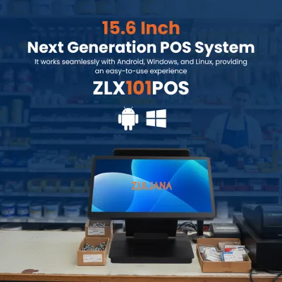 15.6 Inch Interactive POS System with Dual Display NFC Card Reader for Retail Industries