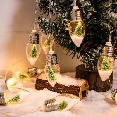 Christmas LED Bulb Lights IP44 Rated PVC Material Santa Claus Indoor Decorative Light Strings Bedroom Fairy Lights