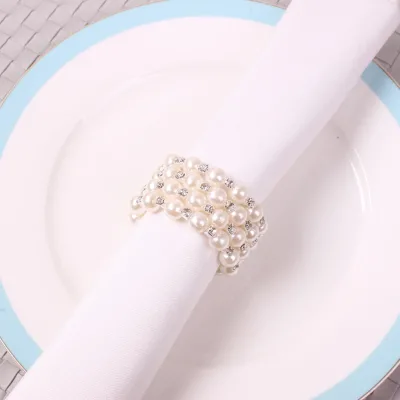 Best-selling Classic Pearl Luxurious Wedding Napkin Ring Table Decoration Napkin Clasp  Hotel Decoration