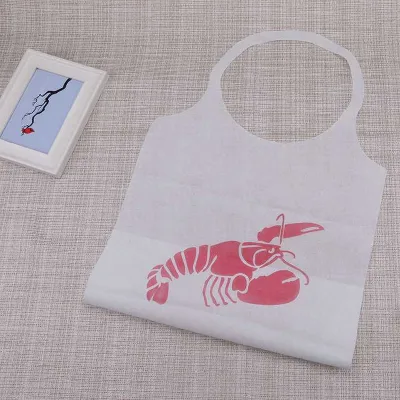 In Stock Disposable Non Woven Paper Plastic Apron Restaurant Lobster Bibs for Adult
