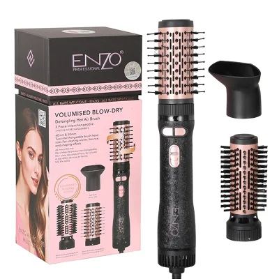 ENZO Multi Styler 3 in 1 Auto Ceramic Tourmaline Hair Dryer Brush Curler 360° Rotating Curling Iron Straightening Comb Set
