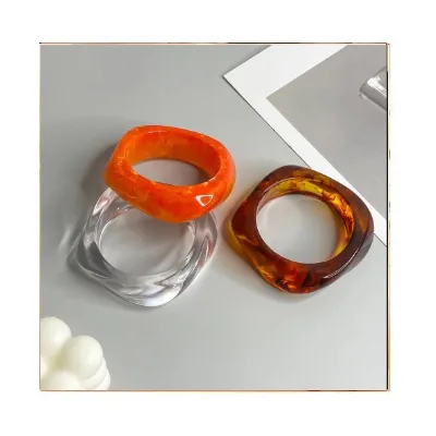 Vintage Coloful Irregular Acrylic Resin Chunky Bangles for Women Geometric Charm Bracelets Couple Jewelry Bangles Pulseras