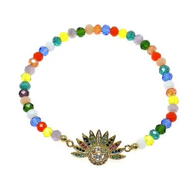 Evil Eyes Connector Snake Jewelry Finding Gold Color Rosary Glass Crystal Beaded Bracelet