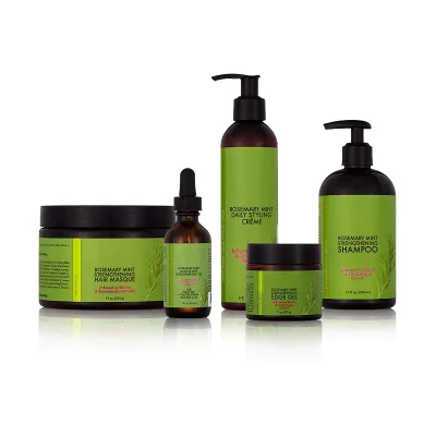 Private Label Moisturizes Rosemary Mint 5 in 1 Set Collection Care Hair Styling Cream Mask Edge Hair Shampoo Conditioner