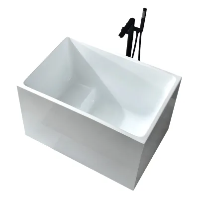 Japanese-Style Freestanding Square Acrylic Deep Soaking Bathtub with Whirlpool Features Drainer Eco-Friendly 3-Year Warranty