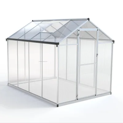Sinolily Hobby Garden 6x6ft Greenhouse DIY Kits PVC Steel Frame Pressure Treated Wood Outdoor Patio Four Seasons Greenhouse