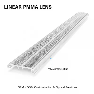 Transparent Prismatic PMMA LED Lens for Linear Lighting Profile Retail Shelf Corridor Lighting