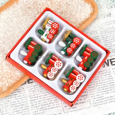 Mini Wooden Christmas Train Decorations New Holiday Crafts for Children's Gifts Factory Wholesale