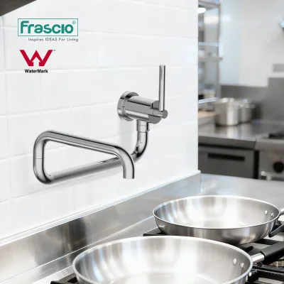 Frascio Rotating Wall Mounted Kitchen Faucet Pot Filler Over Stove Folding Faucet Stainless Steel Kitchen Stove Faucet Tap Mixer