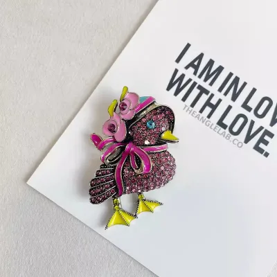 Retro Full Diamond Duckling Brooch Cartoon Animal Duck Brooch