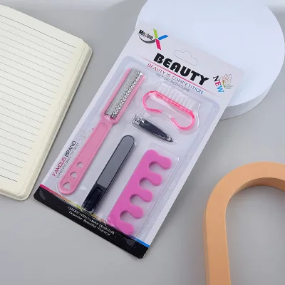 3-Color Nail Care Kit Cute Pink Blue Purple Manicure Pedicure Set Multi-Function Grooming Tools Dead Skin Removal Nail Grinding