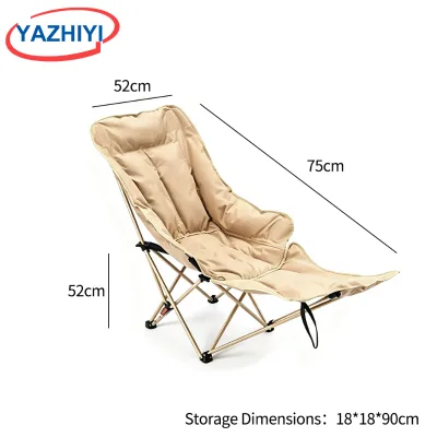 YAZHIYI Foldable Reclining Camping Chair Oxford Fabric Thick Portable Relax Lounge Chair With Side Pocket