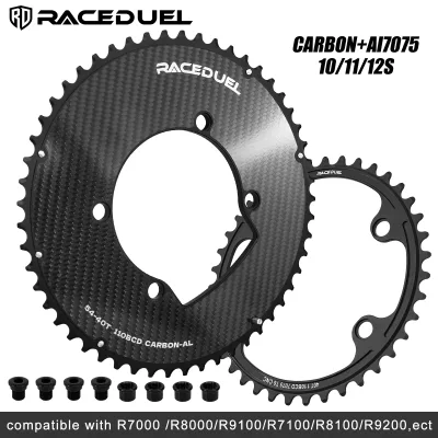 RACEDUE 110BCD Bicycle Chainring 50-34T 52-36T 53-39T 54-40T Chainwheel 11/12S Carbon Fiber Road Bike Crank Crown