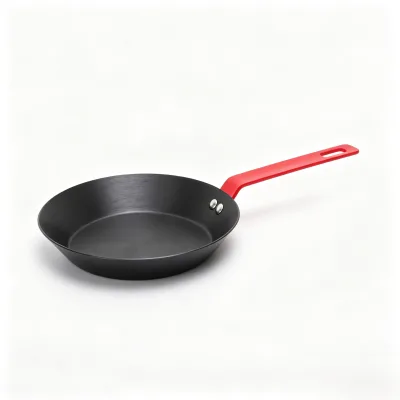 Customizable  24cm Nitrided No Coating Modern Design Wholesale Nonstick Carbon Steel Frying Pan Cooking Pots Metal Kitchenware