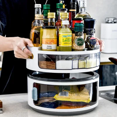 360° Rotatable Seasoning Storage Rack, Kitchen Seasoning Storage Stand, Multi-functional Detachable Storage Rack for Seasonings