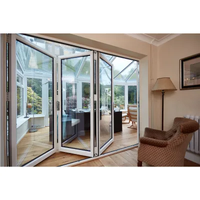 Commercial Waterproof Aluminum Folding Doors with Double Tempered Glass Doors and windows