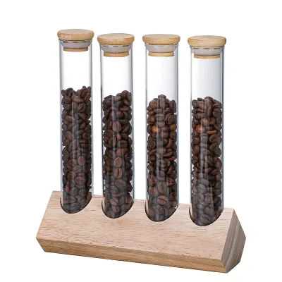 High Quality Borosilicate Glass ABS Plastic Coffee Bean Storage Container Coffee Tea Storage Jar