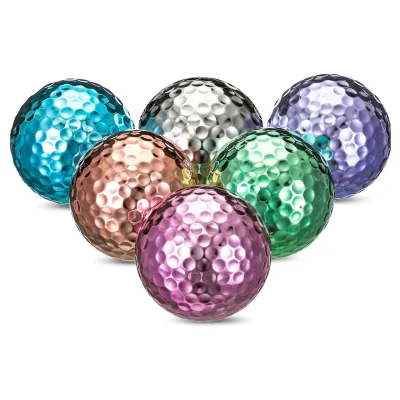 Custom Design Golf Indoor Outdoor Training Ball Metallic Colored Silver/Gold 2 Layers Golf Balls