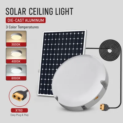 Factory Direct Solar Ceiling Light Solar Round LED Indoor 200W 300W 400W 500W Waterproof Led Solar Ceiling Light with Remote