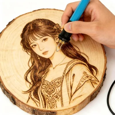 60W Adjustable Pyrography Machine Kit with 21 Wood Burning Tips and Pyrography Pen