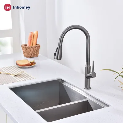 Multifunctional Modern Kitchen Faucet with Ceramic Valve Core Zinc-Alloy Polished Finish Pull Spray Single Handle Deck Mounted