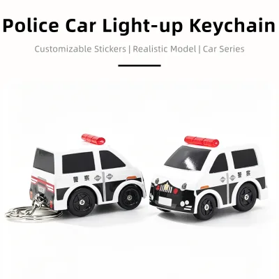 High Quality LED Police Car Flashing Voice Making Plastic Souvenir Keychain