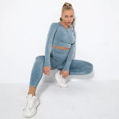 Seamless wash yoga dress lift hip tight nude sports tight suit women