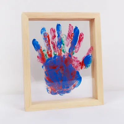 Infant Palm Print Commemorative Photo Frame Wood Material Safe Application of Paint Family Handprint & Footprint Makers