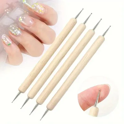 Dual Head Nail Art Dotting Pen, Rhinestone Applicator, Gel Polish Polka Dot Brush, Bead-Placing Pen Nail Art Tool Set