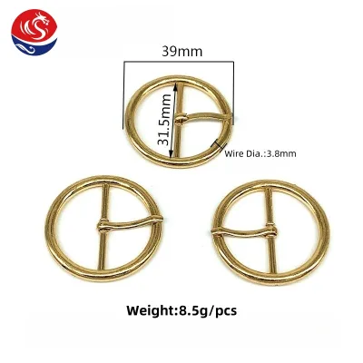 Nickel Free Lead Free Garment Accessories Acid Proof Zinc Alloy Light Gold Nickel 40mm O Ring Metal Pin Belt Buckles for Webbing