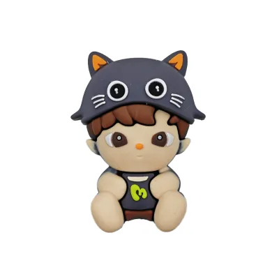 Popular Custom 3D PVC Material Cartoon Cat Sandals Shoe Charms Clogs Cute Style Shoe Labels & Tags
