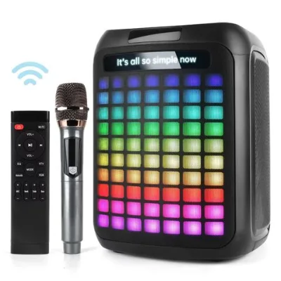 LED Colored Novelty Speakers, RGB light Party Speaker, Bluetooth and Aux-in, Microphone Input, Wireless Pairing Karaoke Speakers