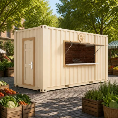 Prefab Container Food Kiosk Container Kitchen Farmers Market Mobile Bakery Light Meal Shop Outdoor Pop-up Retail Container Booth