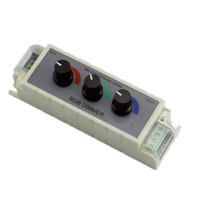 DC12-24V Manual RGB Knob Dimmer Controller for LED Strip 3 Channel Adjustable Brightness Rotary Dimmer 576W Max Load